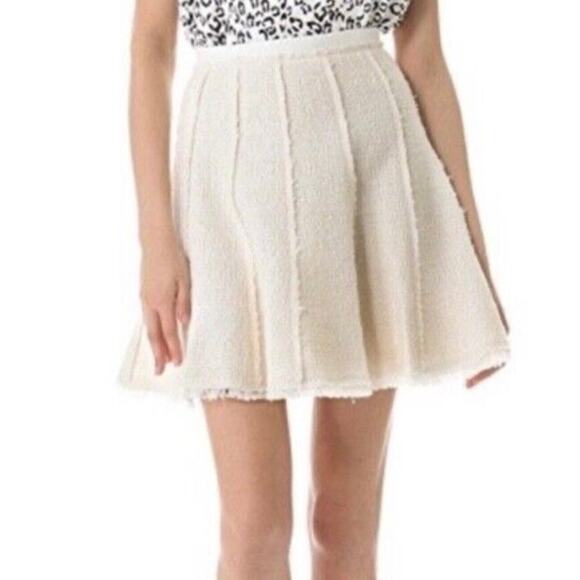 Rebecca Taylor Womens Short Skirt Tweed Twirl Godet Fringe Size 6 Coquette Twee - Picture 1 of 7